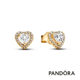 【Pandora 官方直營】璀璨立體愛心針式耳環