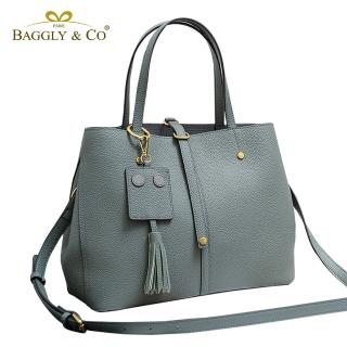 【BAGGLY&CO】萊利拉頭層牛皮斜背肩背手提包(藍綠/咖色/黑色)