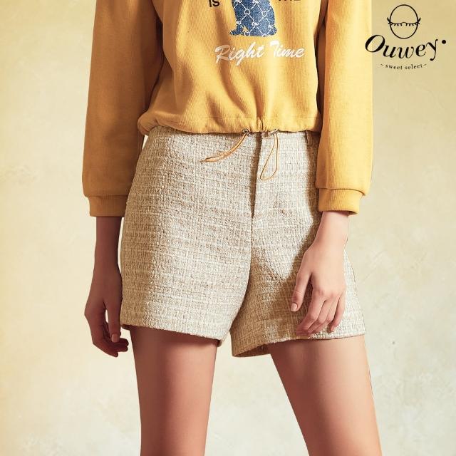【OUWEY 歐薇】時髦氣質小香風A字修身短褲(杏色；S-L；3224166009)