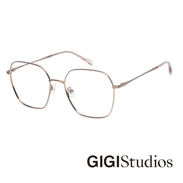 【GIGI Studios】幾何輕巧鈦金光學眼鏡(玫瑰金 - AVERY-8092/6)