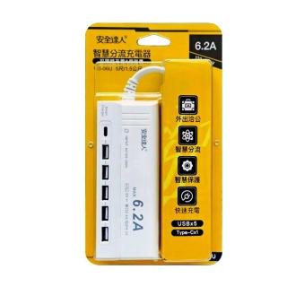【安全達人】智慧分流充電器 6.2A USB延長線6埠(UB-06U)