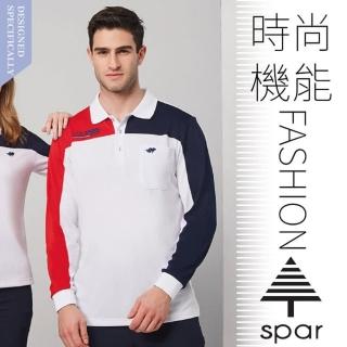 【SPAR】男 吸濕排汗透氣長袖POLO衫.運動休閒衫.排汗上衣(P238301 白色)
