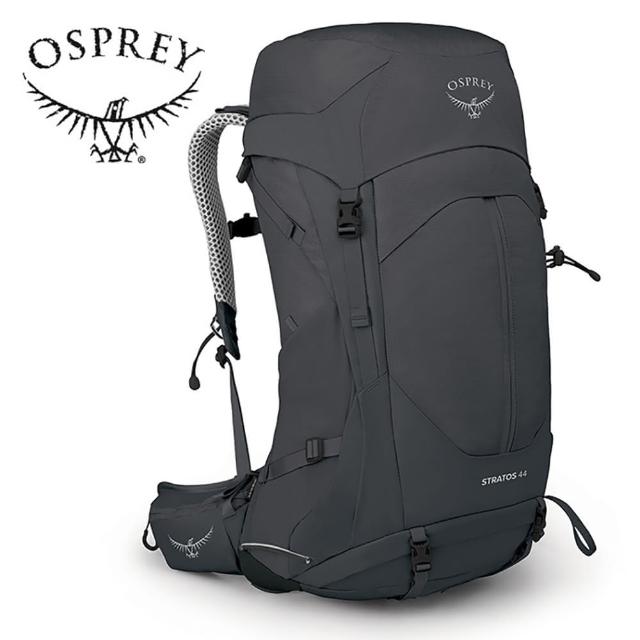 【Osprey】Stratos 44 透氣網架健行登山背包 44L 男款 隧道灰(登山背包 健行背包 運動背包)