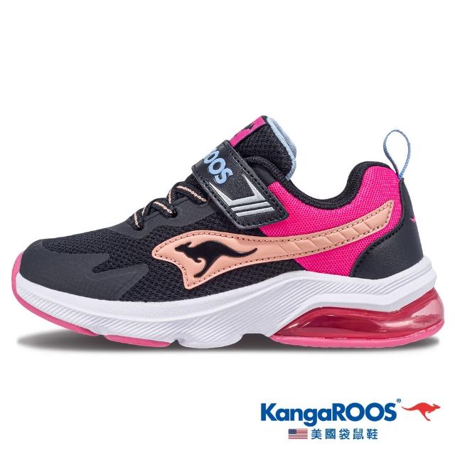 【KangaROOS】童 RUN FAST 2 氣墊童鞋 輕質透氣 避震支撐(黑/粉-KK41311)