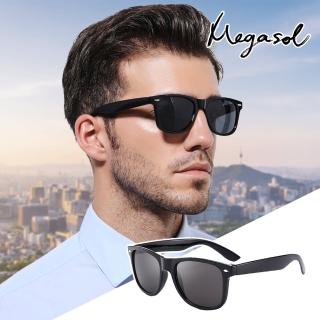 【MEGASOL】UV400防眩偏光太陽眼鏡時尚男女中性大框墨鏡(經典粗框矩方大框XD-2140-多色選)