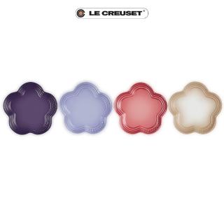 【Le Creuset】瓷器花型淺盤-小-4入(葡萄紫/粉彩紫/薔薇粉/肉豆蔻)