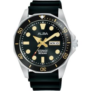 【ALBA】雅柏 運動風200米潛水機械錶-43mm/膠帶款 情人節禮物(Y676-X063C/AL4553X1)