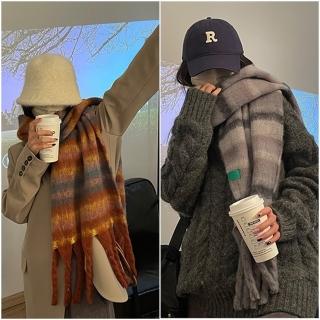 【HaNA 梨花】韓國INS暖烘烘冬．清冷氛圍～拉毛彩色圍巾