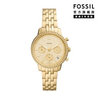 【FOSSIL 官方旗艦館】Neutra 輕奢雅致計時女錶 金色不鏽鋼鍊帶 指針手錶 36MM ES5219