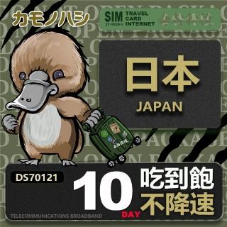 【鴨嘴獸 旅遊網卡】Travel sim日本 10天 吃到飽 純上網 不降速網卡(日本旅遊 高流量上網 上網卡)