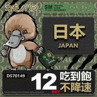 【鴨嘴獸 旅遊網卡】Travel sim日本 12天 吃到飽 純上網 不降速網卡(日本旅遊 高流量上網 上網卡)