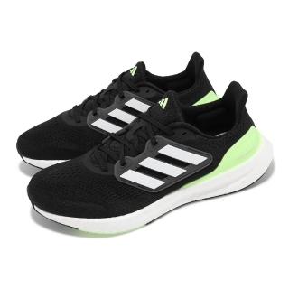 【adidas 愛迪達】慢跑鞋 Pureboost 23 男鞋 寬楦 黑 綠 Boost 緩震 透氣 運動鞋 愛迪達(IF9657)