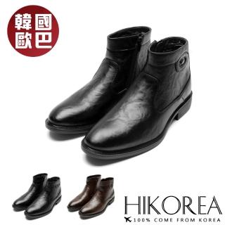 【HIKOREA】韓國空運。韓星歐巴皮鞋天然牛皮短靴/韓版潮流尖頭/版型偏小(73-0513/二色/現貨+預購)