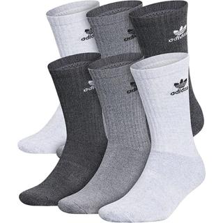 【adidas 愛迪達】2024男時尚美國進口厚襪白雙灰色中筒襪混搭6入組-網
