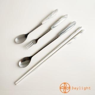 【Daylight】大理石紋系列-餐具4件組(餐具 湯匙 叉子 筷子 入厝禮 新婚禮)