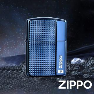 【Zippo官方直營】寶藍深雕鑽石紋-加厚版-防風打火機(美國防風打火機)