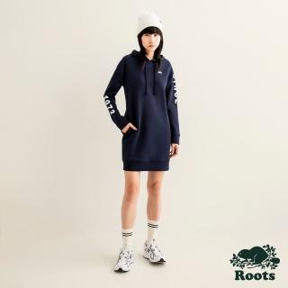 【Roots】Roots 女裝-摩登都市系列 雙面布經典連帽洋裝(軍藍色)