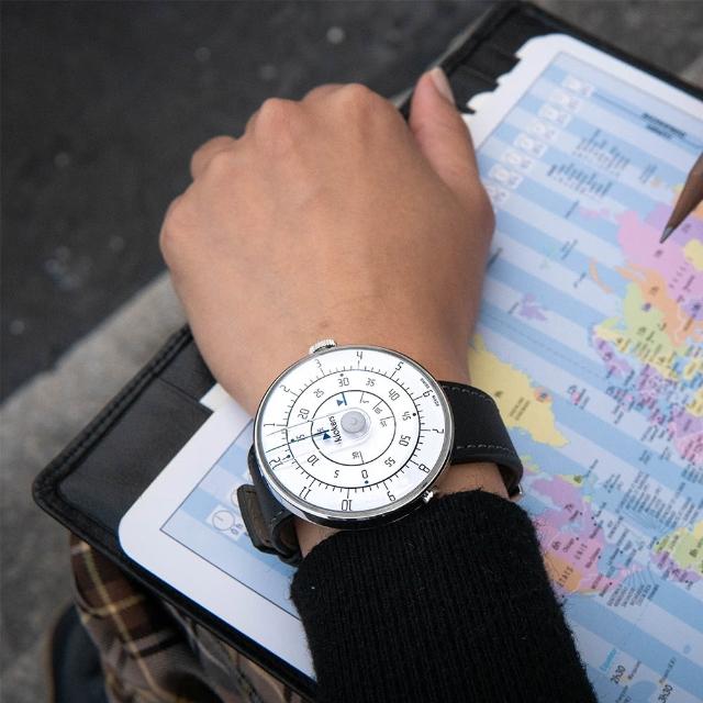 【klokers 庫克】KLOK-01-M1 極簡白色錶頭+單圈皮革錶帶