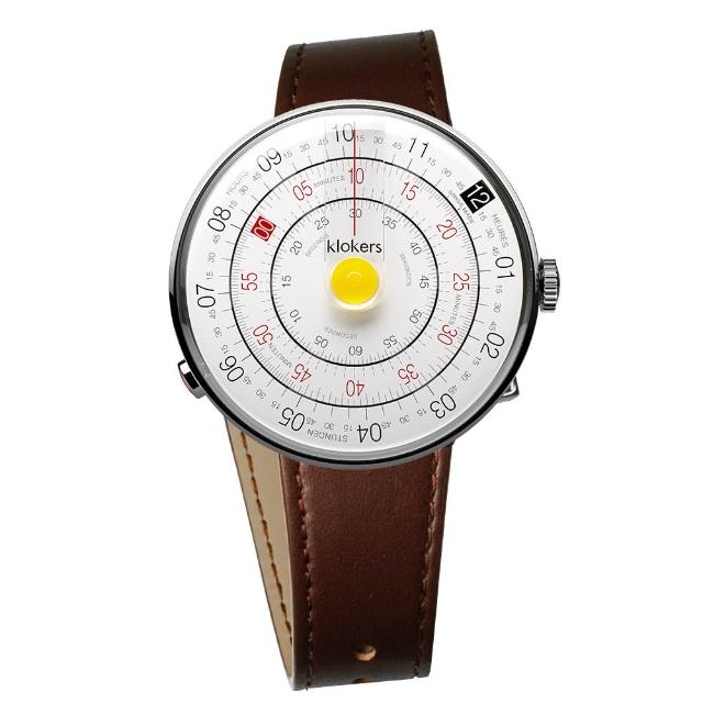 【klokers 庫克】KLOK-01-D1 黃色錶頭+單圈皮革錶帶