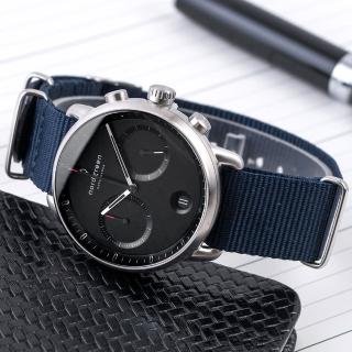 【Nordgreen】ND手錶 先鋒 Pioneer 42mm 月光銀殼×黑面 北歐藍尼龍錶帶(PI42SINYNABL)