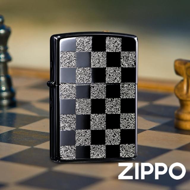 【Zippo官方直營】西洋棋盤-黑銀+亮銀-防風打火機(美國防風打火機)