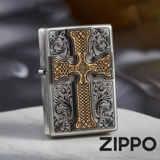 【Zippo官方直營】信仰十字架-仿古銀-防風打火機(美國防風打火機)