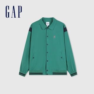 【GAP】男裝 Logo翻領外套-草綠色(877507)
