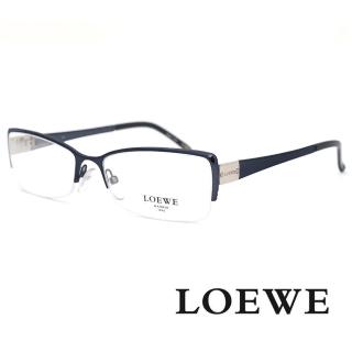 【LOEWE 羅威】精緻細眉框優雅 光學眼鏡(深藍/銀 - VLW322-0K14)
