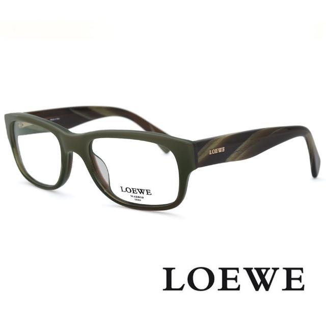 【LOEWE 羅威】個性粗框細緻 光學眼鏡(灰綠色 - VLW834-06PC)