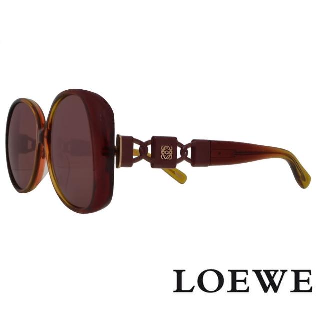 【LOEWE 羅威】經典雙環鏈鎖造型款太陽眼鏡(紅/橘 SLW848-07NH)