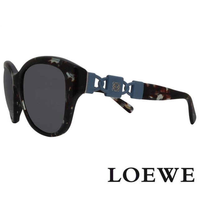 【LOEWE 羅威】初春新款 摩登復古花紋太陽眼鏡(藍/黑 SLW847-AM5X)