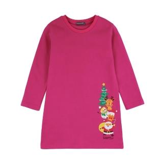 【Crocodile Junior 小鱷魚童裝】『小鱷魚童裝』聖誕印圖圓領洋裝(C64395-10 小童款)