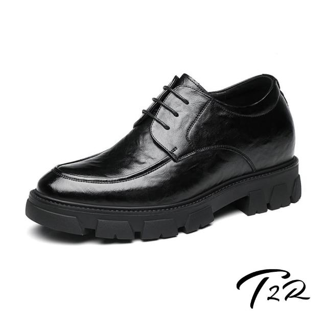 【T2R】正韓空運-AIR-手抓紋真皮綁帶內增高男皮鞋-增高8.5公分-黑(6800-0014)