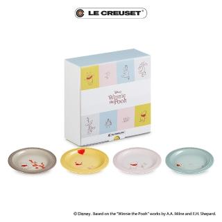 【Le Creuset】小熊維尼系列瓷器圓盤18cm-4入組(溫桲黃/貝殼粉/海洋之花/肉豆蔻)