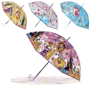 【J`S PLANNING】迪士尼 Disney 公主系列 彩繪玻璃 直傘 雨傘 60CM(平行輸入)