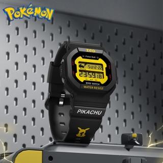 【POKEMON 精靈寶可夢】皮卡丘小方塊運動防水電子錶(兒童 學生 手錶)