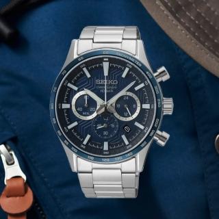 【SEIKO 精工】CS系列 輪胎紋計時手錶-藍43mm/SK027(SSB445P1/8T63-00Y0B)
