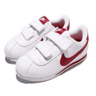 【NIKE 耐吉】童鞋 Cortez Basic SL TDV 阿甘鞋 經典 小童 魔鬼氈 親子鞋 白 紅(904769-101)