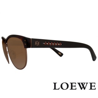【LOEWE 羅威】流行半框街頭風款太陽眼鏡(咖啡/琥珀 SLW844-0786)