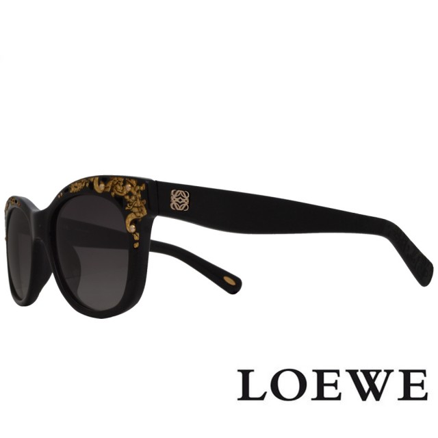 【LOEWE 羅威】限量款華麗金雕太陽眼鏡(黑/金 SLW841-0700)