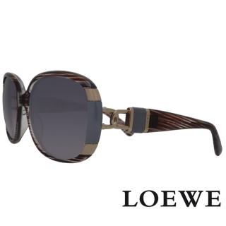 【LOEWE 羅威】金屬質感大方框款太陽眼鏡(藍/銀 SLW807-0M61)