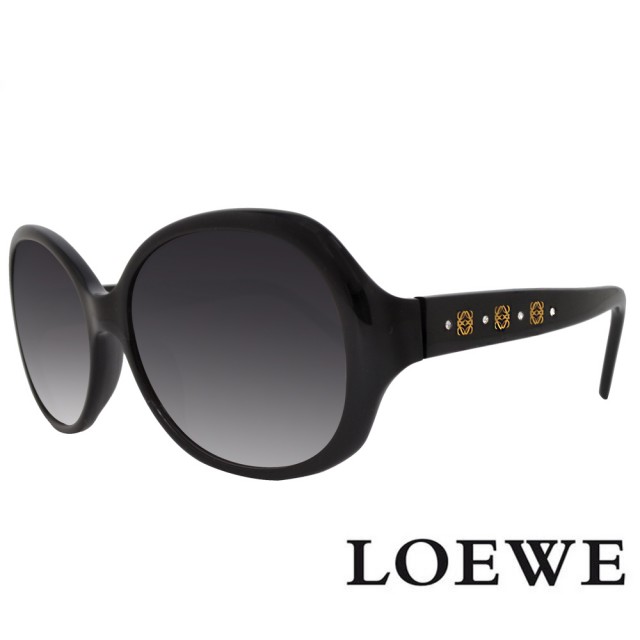 【LOEWE 羅威】西班牙皇室品牌 經典必備大框款太陽眼鏡(黑/金 SLW741G-0700)