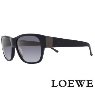 【LOEWE 羅威】經典品牌壓紋款方框太陽眼鏡(黑 SLW693-09GU)