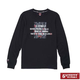 【5th STREET】男裝迷彩LOGO文字薄長袖T恤-黑色