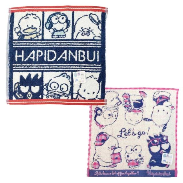 【小禮堂】Sanrio 三麗鷗 Hapidanbui 純棉小方巾(平輸品)