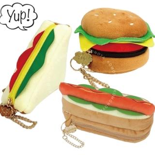 【小禮堂】KOMONOYA超市 絨毛造型收納包吊飾 - 熱食部 漢堡 三明治 熱狗(平輸品)