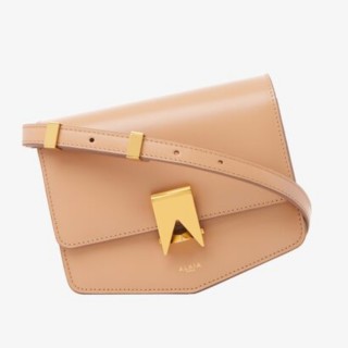 【ALAIA】時尚流行三層造型設計浪漫膚金釦包(膚)