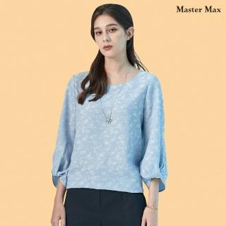 【Master Max】質感細織花紋造型袖圓領雪紡上衣(8227044)