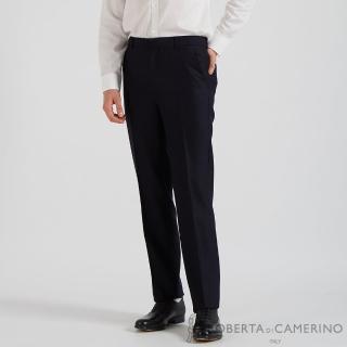 【ROBERTA 諾貝達】男裝 基本款 修飾身形 純羊毛西褲 平口(黑色)