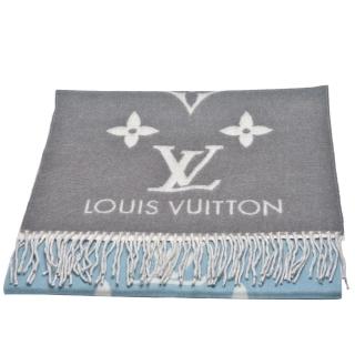 【Louis Vuitton 路易威登】M70868 REYKJAVIK GRADIENT雙面彩色織花純棉披巾/圍巾(玫瑰藍)